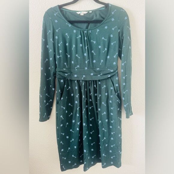Boden Mabel Fit & Flare Lock‑and‑Key Print Jersey Midi Dress Size 4R - Picture 2 of 6